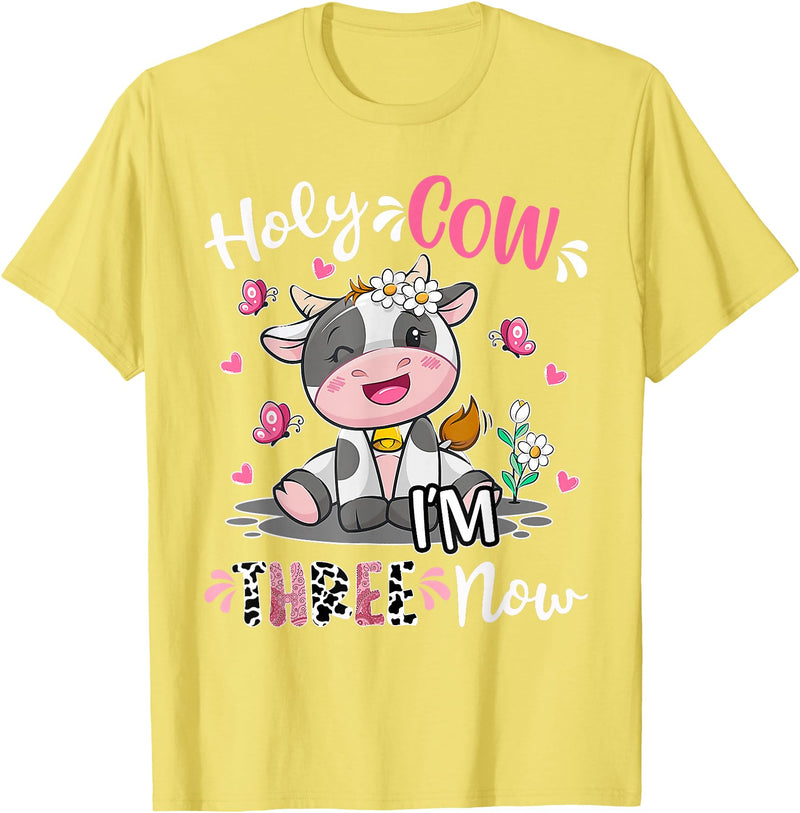 Holy Cow I'm Three 3 3rd Birthday Boy Girl Kids Holy Cow I'm Three 3 Years Old 3rd Birthday Boy Girl T-Shirt - Lemon Yellow
