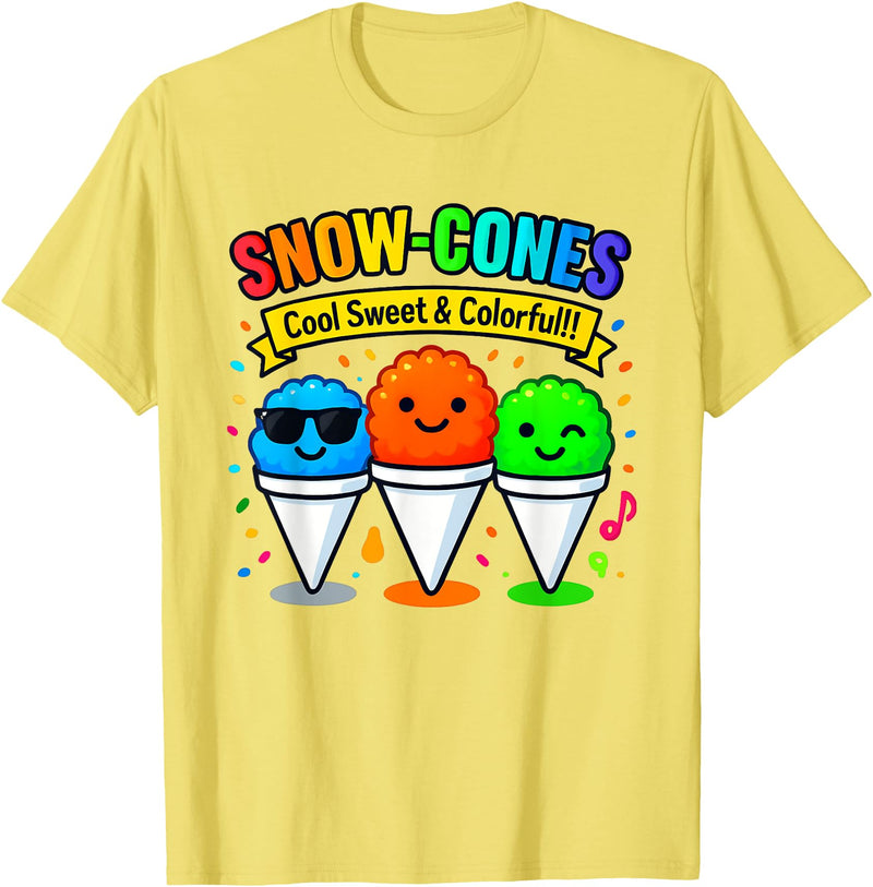 Halloween Shirts By HustlaGirl Snow Cones Cold Sweet and Colorful T-Shirt - Lemon Yellow