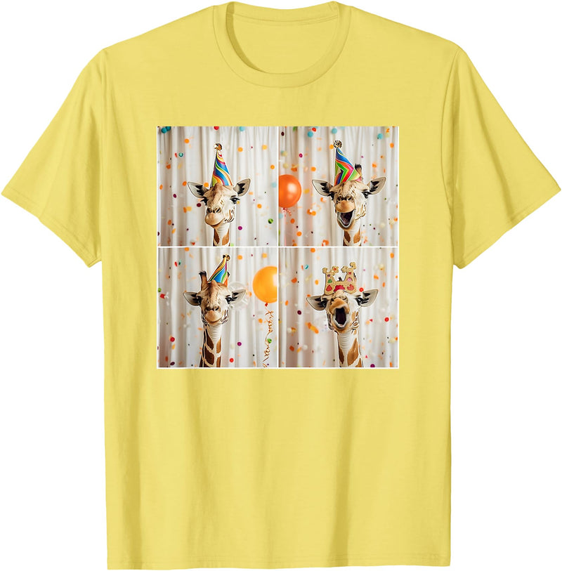 Zoo Animal Photobooth Love Giraffes Men Women Kids Happy Giraffe Face Jungle Animal Selfie Birthday Giraffe T-Shirt - Lemon Yellow