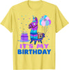 It's My Birthday for Llama Party T-Shirt - Lemon Yellow