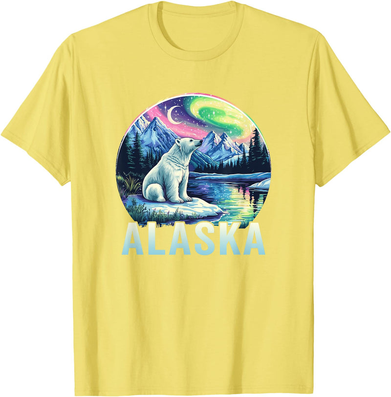 Alaska Cruise Trip Alaska Northern Lights Aurora Viewing Vacation Alaska Trip T-Shirt - Lemon Yellow