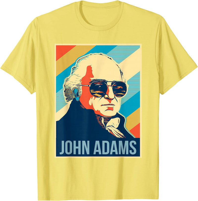 President John Adams Tees 4th Of July John Adams President Retro Patriotic T-Shirt - Lemon Yellow