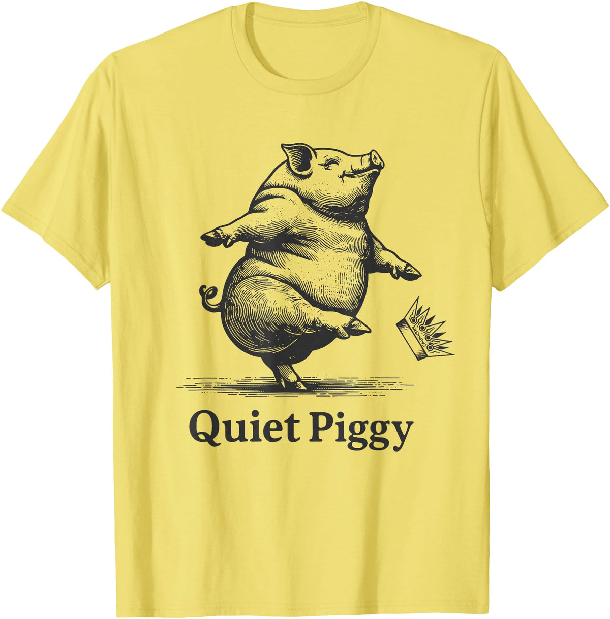 Vintage Pig Lover Funny Quiet Piggy Trump Trendy Vintage Pig Lover Funny Quiet Piggy Trump Political Trendy T-Shirt - Lemon Yellow