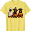 Halloween Shirt With Dogs Dog Ghost Shirt, Cute Halloween Rottweiler Ghost Dog Mom T-Shirt - Lemon Yellow