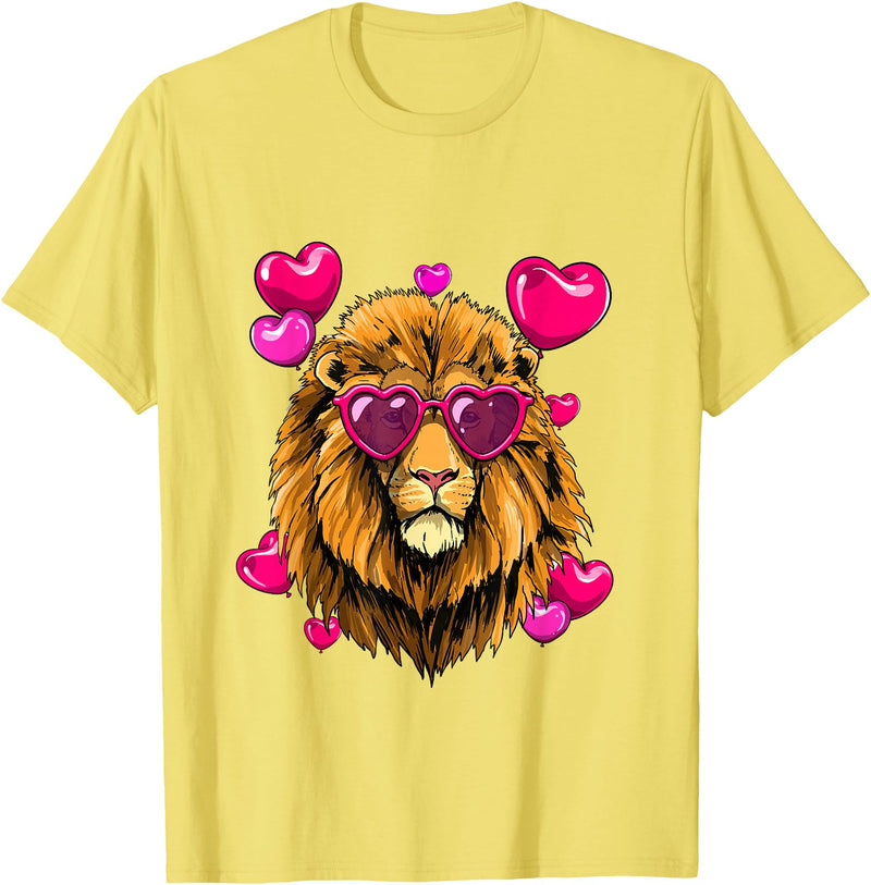 Wowsome! Valentines Day Lion Funny Lion Lover T-Shirt - Lemon Yellow
