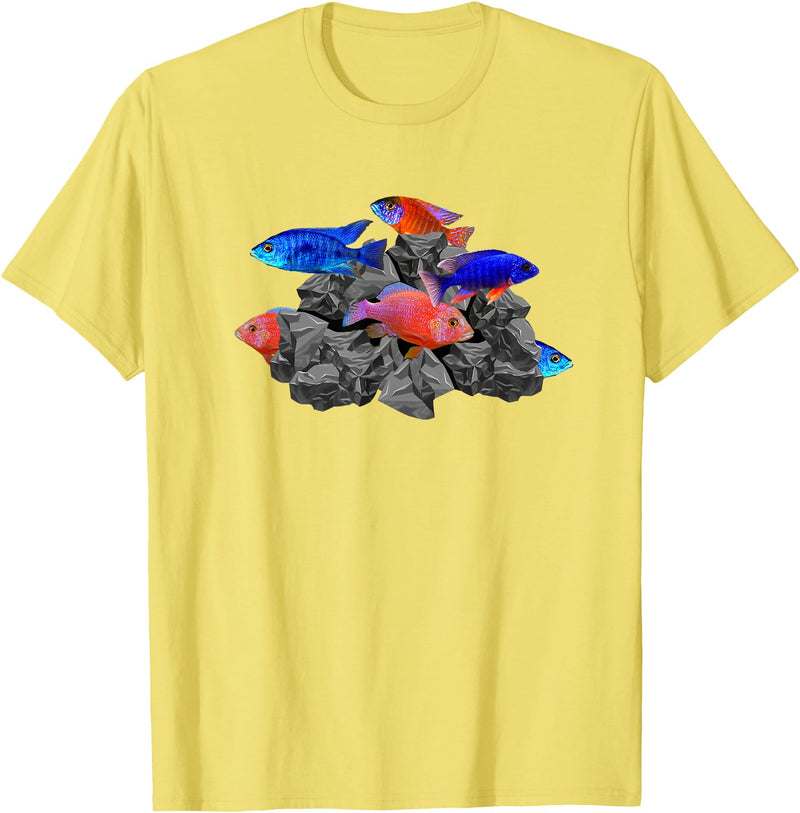 Cichlid Aquarium Lovers Tees African Cichlids Peacock Cichlid Breeders Aquarium Fish T-Shirt - Lemon Yellow