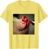 Special Lipstick Gifts Lipstick on a Pig Slogan T-Shirt - Lemon Yellow
