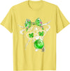 Funny St Patrick’s Day Shamrock Irish Cow Lover Coquette Highland Cow St Patrick’s Day Lucky Irish Cow Lover T-Shirt - Lemon