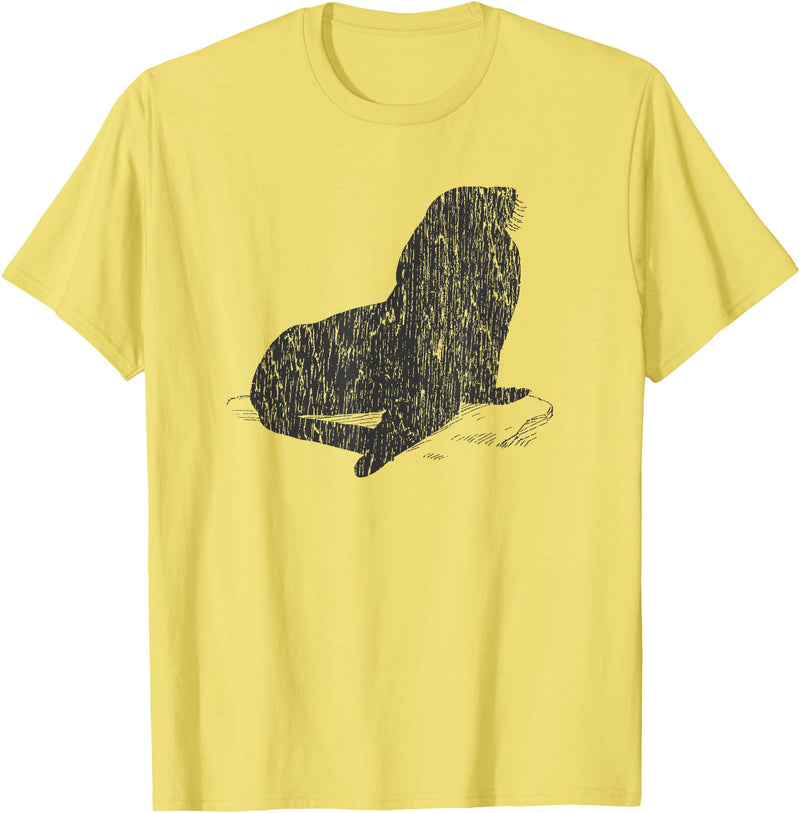 Distressed Sea Lion Sea Lion T-Shirt - Lemon Yellow