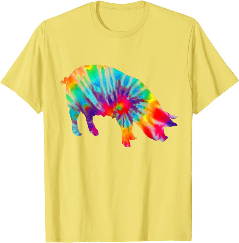 Pig Tie Dye Vintage Farmer T-Shirt - Lemon Yellow