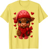 Coquette Bow Highland Cow Valentine Women Girls. Highland Cow Valentines Day Funny Hearts Valentine Cow Women T-Shirt -