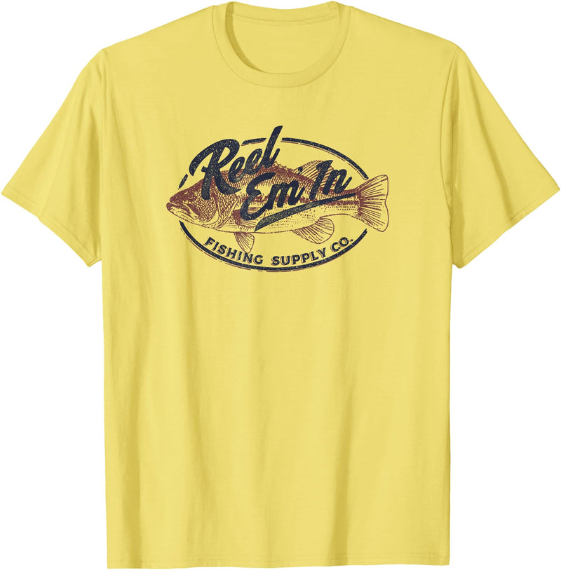 Trendy Apparel Trendy Reel Em' In Fishing Supply Co. Logo T-Shirt - Lemon Yellow