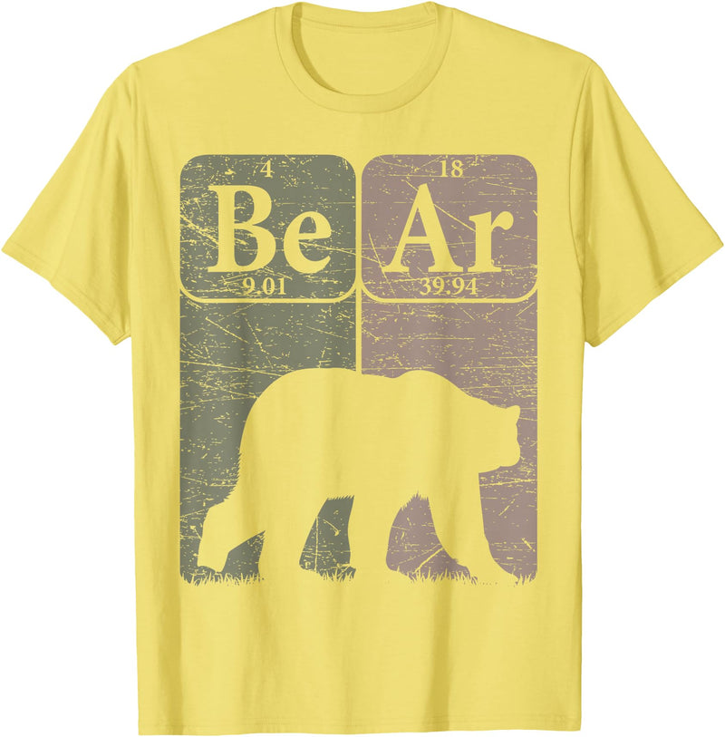 Bear Periodic Chemistry Elements Retro Arctophile Bear Periodic Table Elements Grizzly Bear Vintage Arctophile T-Shirt - Lemon Yellow