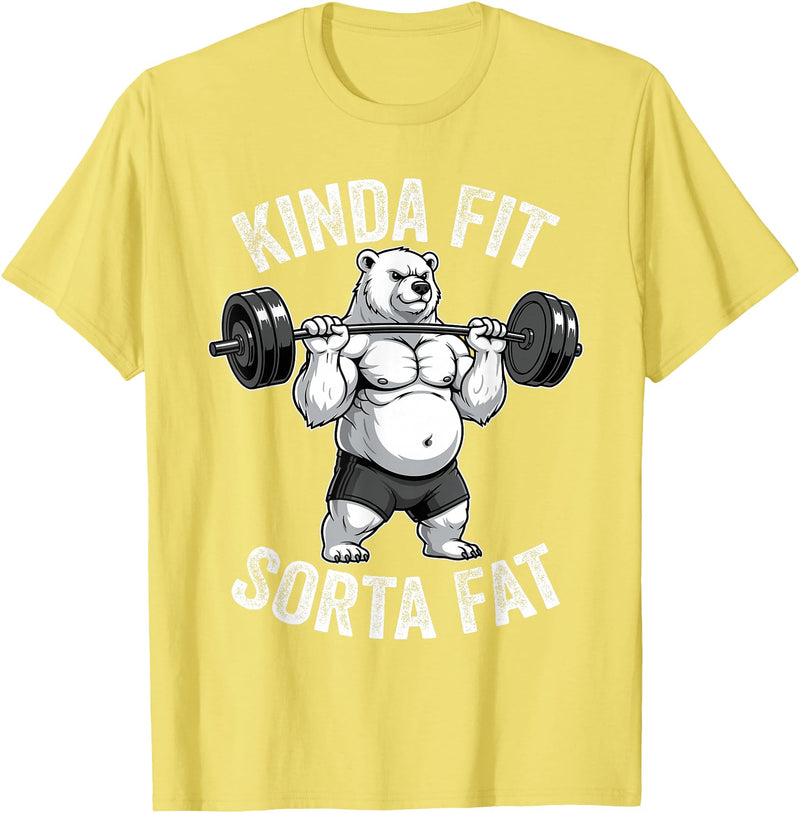Iron Jungle Apparel Kinda Fit Sorta Fat Polar Bear Gym Weightlifting Workout T-Shirt - Lemon Yellow
