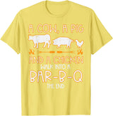 BBQ Barbecue Shirts Men Women Grilling Gifts Cow Pig Chicken Walk Bar B Q Bbq Barbecue Grilling Men Women T-Shirt - Lemon Yellow