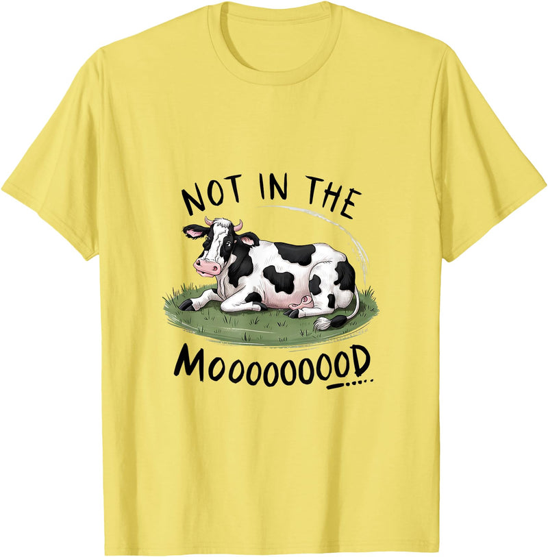 Funny Moody Cow Shirts Not In The Mood Funny Cow T-Shirt - Lemon Yellow