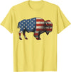 Bison American Buffalo Gifts & Apparel Stuff Bison USA American Flag Patriotic United States T-Shirt - Lemon Yellow