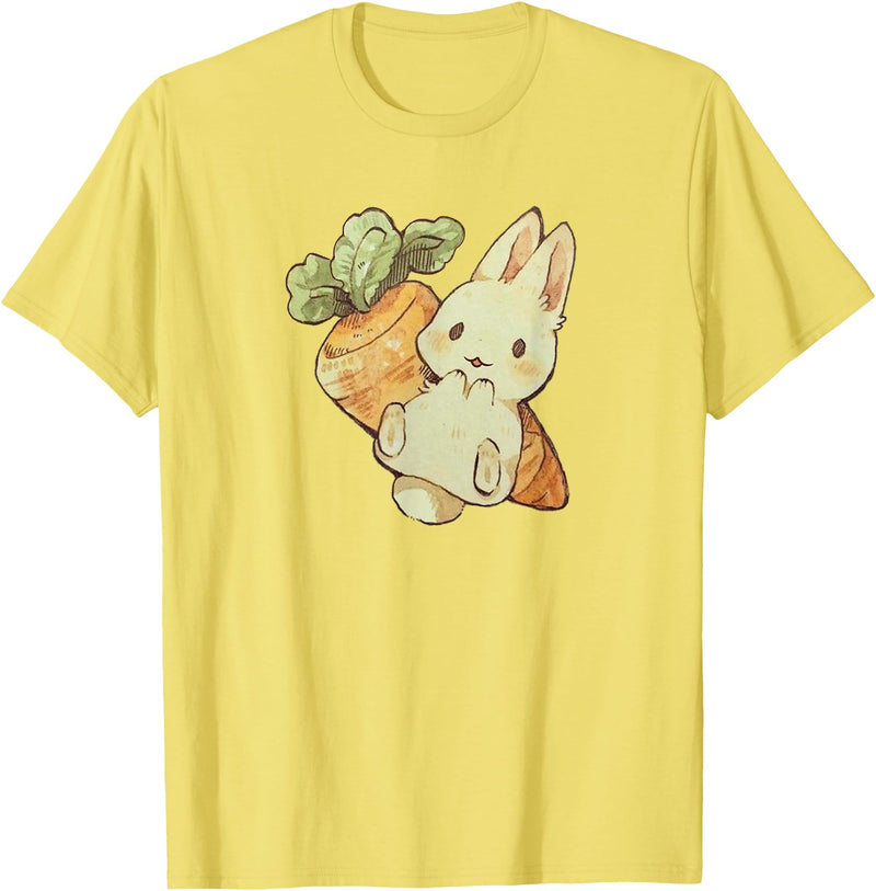 Cute Watercolor Kawaii Kids Girls Women Carrot Bunny Lover Hoodie in Lemon Yellow