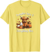 Boho Cowgirl Fall Y'all Gifts T Shirts & Hoodies Womens Pumpkin Spice & Everything Nice Highland Cow Lover T-Shirt - Lemon