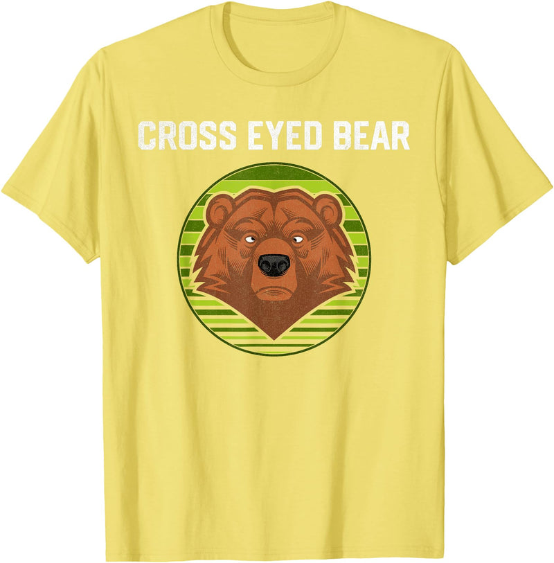 Moose Bronco Funny Cross Eyed Bear Animal Graphic T-Shirt - Lemon Yellow