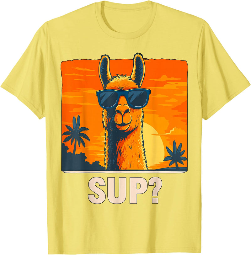 Uniquely Funny Llama lover Gifts Cool Llama Sup? T-Shirt - Lemon Yellow