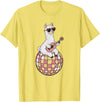 DiscoballAxis1 Funny Llama Disco Dancing Ball Groovy Retro 80s Costume T-Shirt - Lemon Yellow