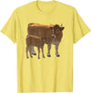 Bauernhof-Tiere von CSForest Aubrac Cow and Aubrac Calf Cattle Farm Animals T-Shirt - Lemon Yellow