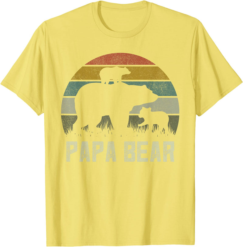 Bear Cubs Family Matching Gifts & Shirts Clothing Funny Papa Bear Shirts, Cub 2 Kids Fathers Day Grandpa T-Shirt - Lemon Yellow
