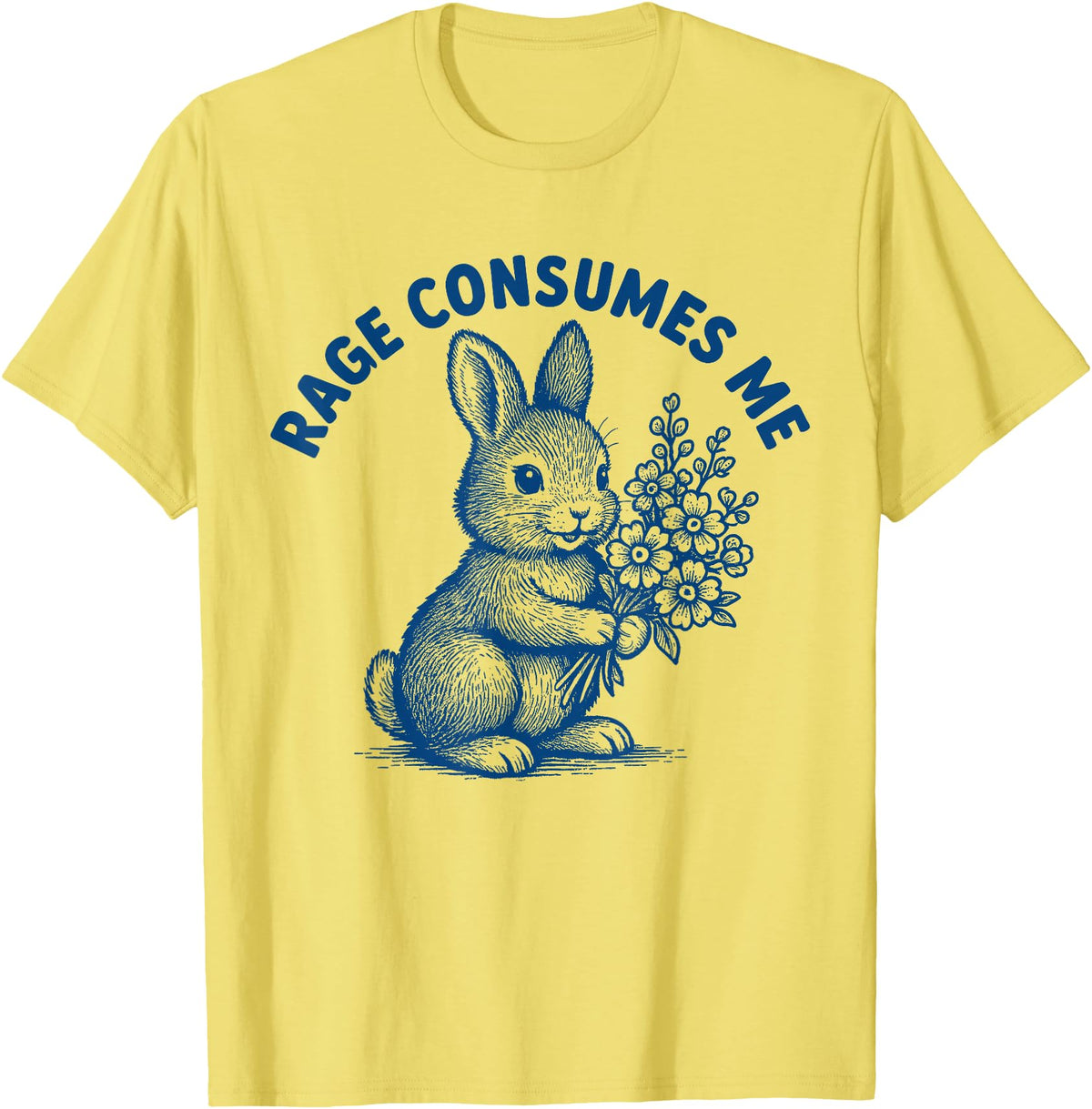 Rage Consumes Me Bunny Funny Easter Rabbit Meme T-Shirt in Lemon Yellow
