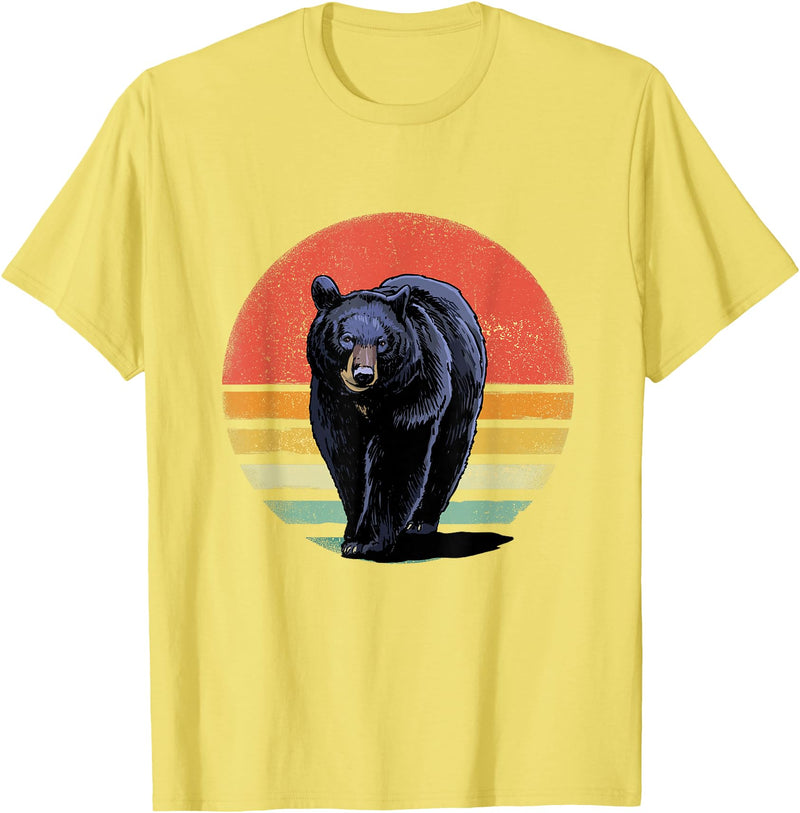 Wowsome! Retro Vintage Black Bear T-Shirt - Lemon Yellow