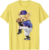 BERSLL Cute Teddy Bear Baseball Jug Sweatshirt T-Shirt - Lemon Yellow