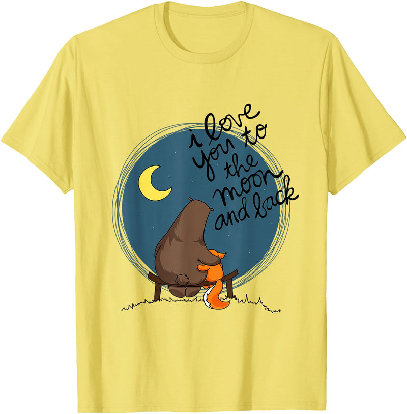 Little Squirrel Designs Cute I Love You To The Moon And Back Bear & Squirrel T Shirt T-Shirt - Lemon Yellow