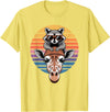 Giraffes Gift For A Giraffe Lover Retro Sunset Giraffe Raccoon Giraffes T-Shirt - Lemon Yellow