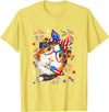 Rodent 4th Of July Costume Guinea Pig Sunglasses US Flag Bow Tie Fireworks 4th July T-Shirt - Lemon Yellow