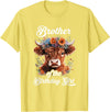 Brother Highland Cow Birthday Girl Brother Of The Birthday Girl Highland Cow Farm Family T-Shirt - Lemon Yellow
