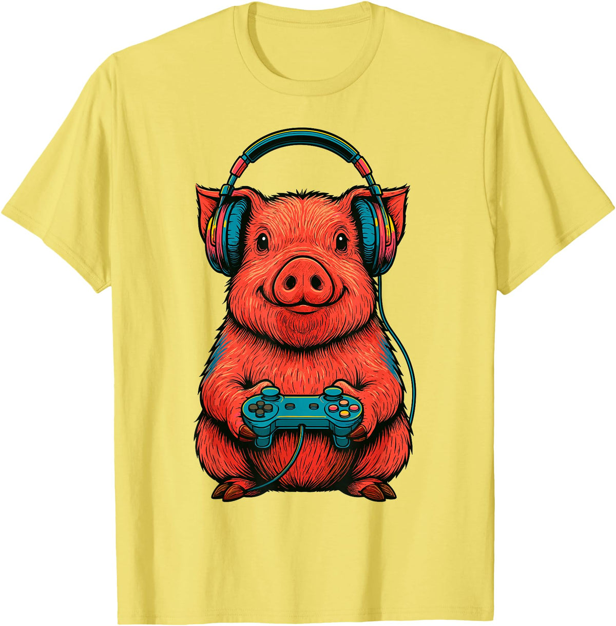 Magical and Funny Pig Farmer Gifts Gamer Pig Gaming T-Shirt - Lemon Yellow