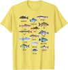 NABZR Angeln Geschenke & T-Shirts Types of Freshwater Fish Fishing T-Shirt - Lemon Yellow