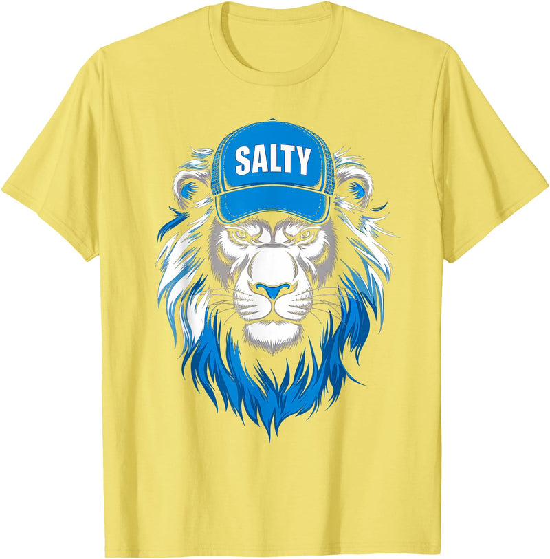 I Liked The Lions Before It Was Cool Tees Blue Lions Salty Wearing Hat Salty Cool Lions Strong Lions T-Shirt - Lemon Yellow