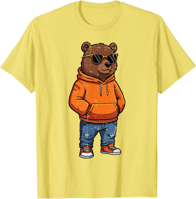 Bear Shirts For Men Women Kids Gifts Cool Bear Sunglasses Men Women Kids Boys Girls Youth Teen T-Shirt - Lemon Yellow