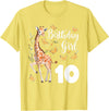 Giraffe Birthday Party by LazyPanda Giraffe 10th Birthday Girl 10 Years Old Giraffe Lover T-Shirt - Lemon Yellow