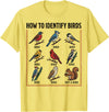 Birdwatching Identification Vintage Guide Birdwatching How to Identify Birds Vintage Guide Fans T-Shirt - Lemon Yellow