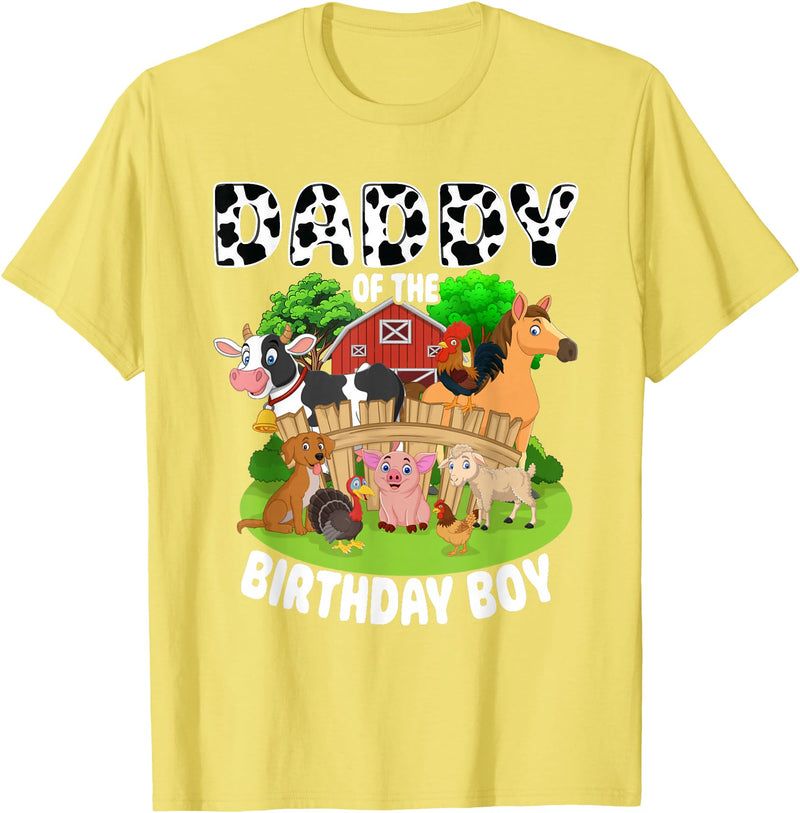 Matching Farm Theme Birthday Shirts By PDQA Daddy of The Bday Boy Farm Animals Matching Farm Theme T-Shirt - Lemon Yellow