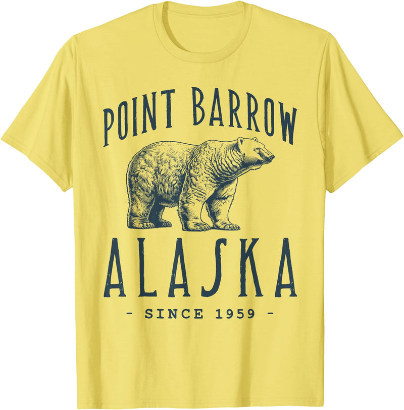 ARTIC ADVENTURE BEAR VINTAGE DESIGNS POINT BARROW, ALASKA POLAR BEAR WILDLIFE T-Shirt - Lemon Yellow