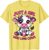 Cute Cow Lover Cow Just A Girl Who Loves Cows T-Shirt - Lemon Yellow