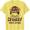 TeeaxArt Spooky Halloween Gifts Messy Bun Spooky Medical Records Pumpkin Halloween Bat T-Shirt - Lemon Yellow