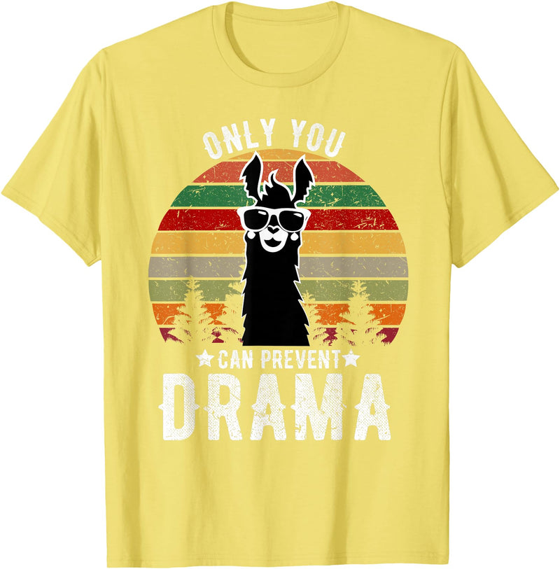 BR - LLAMA Tshirts Vintage Only You can Prevent Drama Llama T-Shirt - Lemon Yellow