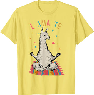 Funny Llama Yoga T-Shirt Llama Llamaste T-Shirt - Lemon Yellow