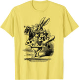 Cute Rabbit Lover Bunny Graphic T-Shirt (Slate Grey) in Lemon Yellow