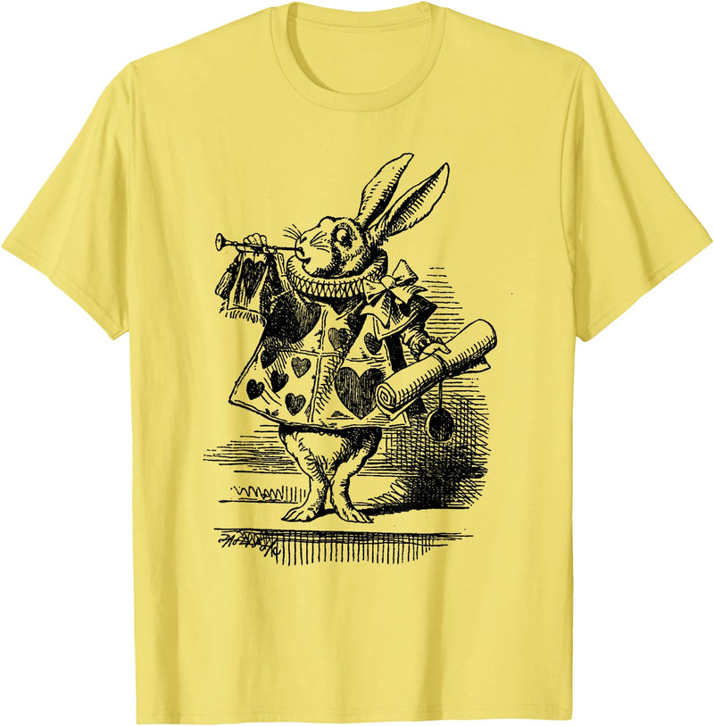 Cute Rabbit Lover Bunny Graphic T-Shirt (Slate Grey) in Lemon Yellow