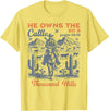 He Owns The Cattle Rustic Christian Tees He Owns The Cattle On A Thousand Hills Funny Cow T-Shirt - Lemon Yellow